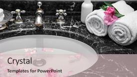  Presentation with spa concept - Amazing PPT theme having petals floating in marble sink backdrop and a lemonade colored foreground