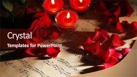  Presentation with music sheets - Audience pleasing presentation design consisting of petals with candles on music backdrop and a tawny brown colored foreground