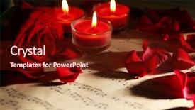  Presentation with music sheets - Presentation consisting of petals with candles on music background and a tawny brown colored foreground