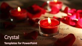 Presentation with music sheets - Amazing presentation theme having petals with candles on music backdrop and a wine colored foreground