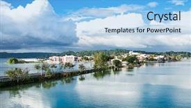  Presentation with guatemala - Beautiful PPT theme featuring peten iitza lake in flores backdrop and a light blue colored foreground