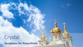  Presentation with name - Slide set with peterhof-russia-july-1-peterhof background and a sky blue colored foreground