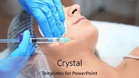  Presentation with beautician - Beautiful slides featuring petides - beautician making injection in woman's backdrop and a coral colored foreground