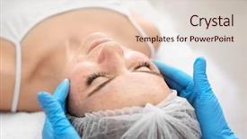  Presentation with beauty salon - Slides featuring petides - young woman undergoing beauty procedure background and a lemonade colored foreground