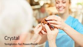  Presentation with dementia - Beautiful slide deck featuring petience - nursing woman helps senior backdrop and a lemonade colored foreground