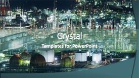  Presentation with plants - Cool new PPT theme with petro - industrial plants in yokkaichi backdrop and a ocean colored foreground