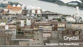  Presentation with city japan - Colorful PPT layouts enhanced with petro - manufacting factory in yokkaichi city backdrop and a gray colored foreground