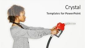  Presentation with gas pump - PPT layouts having petro - portrait of pretty young woman background and a white colored foreground