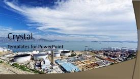  Presentation with petrochemical - Slides featuring petrochemical industrial plant under blue background and a light blue colored foreground