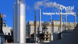  Presentation with smoking - PPT theme enhanced with petrochemical industry - industrial site with smoking stacks background and a teal colored foreground