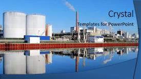  Presentation with smoking - Amazing slides having petrochemical industry - industrial site with smoking stacks backdrop and a light blue colored foreground