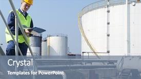  Presentation with taking notes - Slide deck consisting of petrochemical industry for safety background and a seafoam green colored foreground