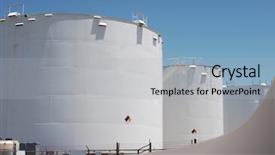  Presentation with storage tank - Beautiful PPT theme featuring petrochemical storage tanks backdrop and a  colored foreground