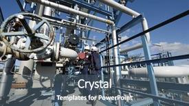  Presentation with industrial engineer - Presentation theme having petrochemical workers - male and female engineer high background and a ocean colored foreground