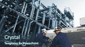  Presentation with oil pipeline - PPT layouts with petrochemical workers - pipeline complex with two engineers background and a tawny brown colored foreground