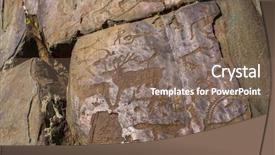  Presentation with petroglyphs - Presentation theme with petroglyphs of altay ancient rock background and a violet colored foreground