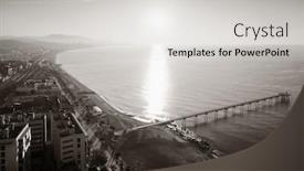  Presentation with petroleum - Colorful presentation design enhanced with petroleum-bridge-over-sea-aerial backdrop and a light gray colored foreground