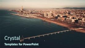  Presentation with petroleum - Amazing PPT theme having petroleum-bridge-sunrise-over-sea backdrop and a wine colored foreground