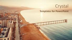  Presentation with petroleum - Presentation theme consisting of petroleum-bridge-sunrise-over-sea background and a cream colored foreground