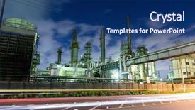  Presentation with petroleum - Colorful PPT layouts enhanced with petroleum system - column tower in petrochemical plant backdrop and a navy blue colored foreground