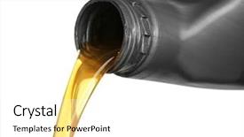  Presentation with petroleum - Slide deck having petroleum system - engine oil pouring from canister background and a white colored foreground