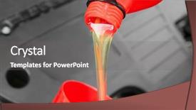  Presentation with engine - Presentation design featuring petroleum system - engine oil pouring from canister background and a  colored foreground