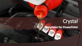  Presentation with engine - Colorful slide set enhanced with petroleum system - engine oil pouring from canister backdrop and a  colored foreground