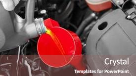  Presentation with engine - Slide set featuring petroleum system - engine oil pouring from canister background and a  colored foreground