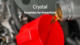 Presentation with close up pouring oil - Beautiful presentation theme featuring petroleum system - engine oil pouring from canister backdrop and a dark gray colored foreground
