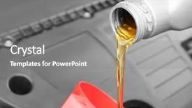  Presentation with engine - Amazing PPT layouts having petroleum system - engine oil pouring from canister backdrop and a gray colored foreground