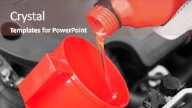  Presentation with engine - Slides having petroleum system - engine oil pouring from canister background and a  colored foreground