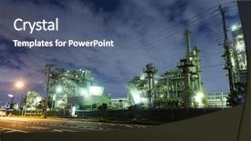  Presentation with petroleum industry - Theme enhanced with petroleum system - industry building in japan background and a ocean colored foreground