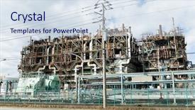  Presentation with petroleum - Beautiful PPT theme featuring petroleum system - indutrial factory backdrop and a sky blue colored foreground