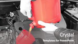 Presentation with bike engine oil - Colorful PPT layouts enhanced with petroleum system - male hands pouring engine oil backdrop and a gray colored foreground