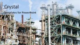  Presentation with oil refinery - Beautiful theme featuring petroleum system - oil and gas refinery industrial backdrop and a light blue colored foreground