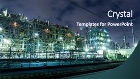  Presentation with oil refinery industry - Theme enhanced with petroleum system - oil refinery building industry background and a ocean colored foreground