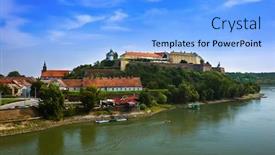  Presentation with sad - Beautiful PPT theme featuring petrovaradin fortress in novi sad - serbia - architecture travel background backdrop and a light blue colored foreground