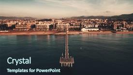  Presentation with petroleum - Beautiful PPT theme featuring petrpleum - petroleum bridge sunrise over sea backdrop and a wine colored foreground