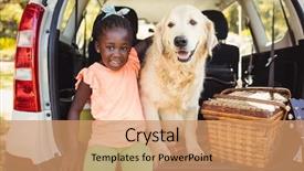  Presentation with audi car from the future - PPT theme consisting of pets animals - happy girl posing with her background and a coral colored foreground