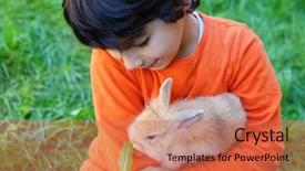  Presentation with kid police - Presentation theme enhanced with pets animals - little kid with bunny background and a coral colored foreground