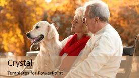  Presentation with senior couple - Cool new theme with pets animals - senior couple and big dog backdrop and a coral colored foreground