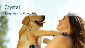  Presentation with dog adolescents - Presentation theme featuring pets people - girl with her dog resting background and a sky blue colored foreground