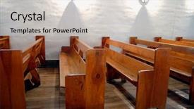  Presentation with mission - Presentation design with pews of mission san miguel background and a light gray colored foreground