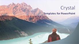  Presentation with banff national park - Colorful presentation theme enhanced with peyto-lake-in-banff-national backdrop and a sky blue colored foreground