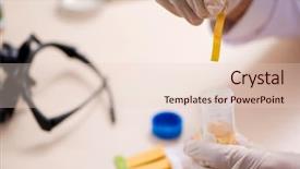  Presentation with sell lab coats - Colorful PPT layouts enhanced with ph - chemist in the lab checking backdrop and a  colored foreground