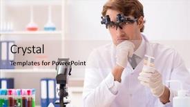 Presentation with chemist - Presentation theme enhanced with ph - chemist in the lab checking background and a  colored foreground