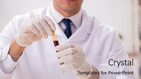  Presentation with lab - PPT layouts with ph - chemist in the lab checking background and a  colored foreground