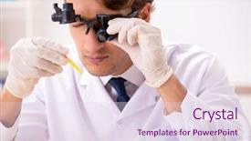  Presentation with molecular biology lab - PPT theme consisting of ph - chemist in the lab checking background and a  colored foreground