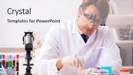 Presentation with lab - Presentation theme enhanced with ph - chemist in the lab checking background and a  colored foreground