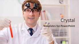  Presentation with sell lab coats - PPT theme with ph - chemist in the lab checking background and a  colored foreground